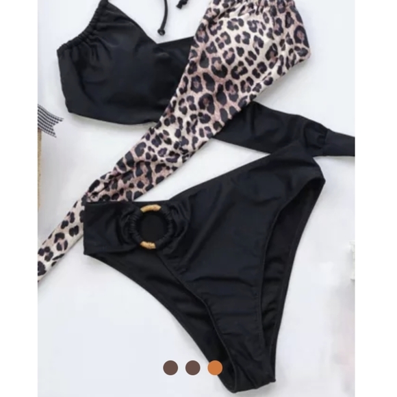 💜 New Leopard Color Adjustable Spaghetti Bikini - Picture 2 of 3